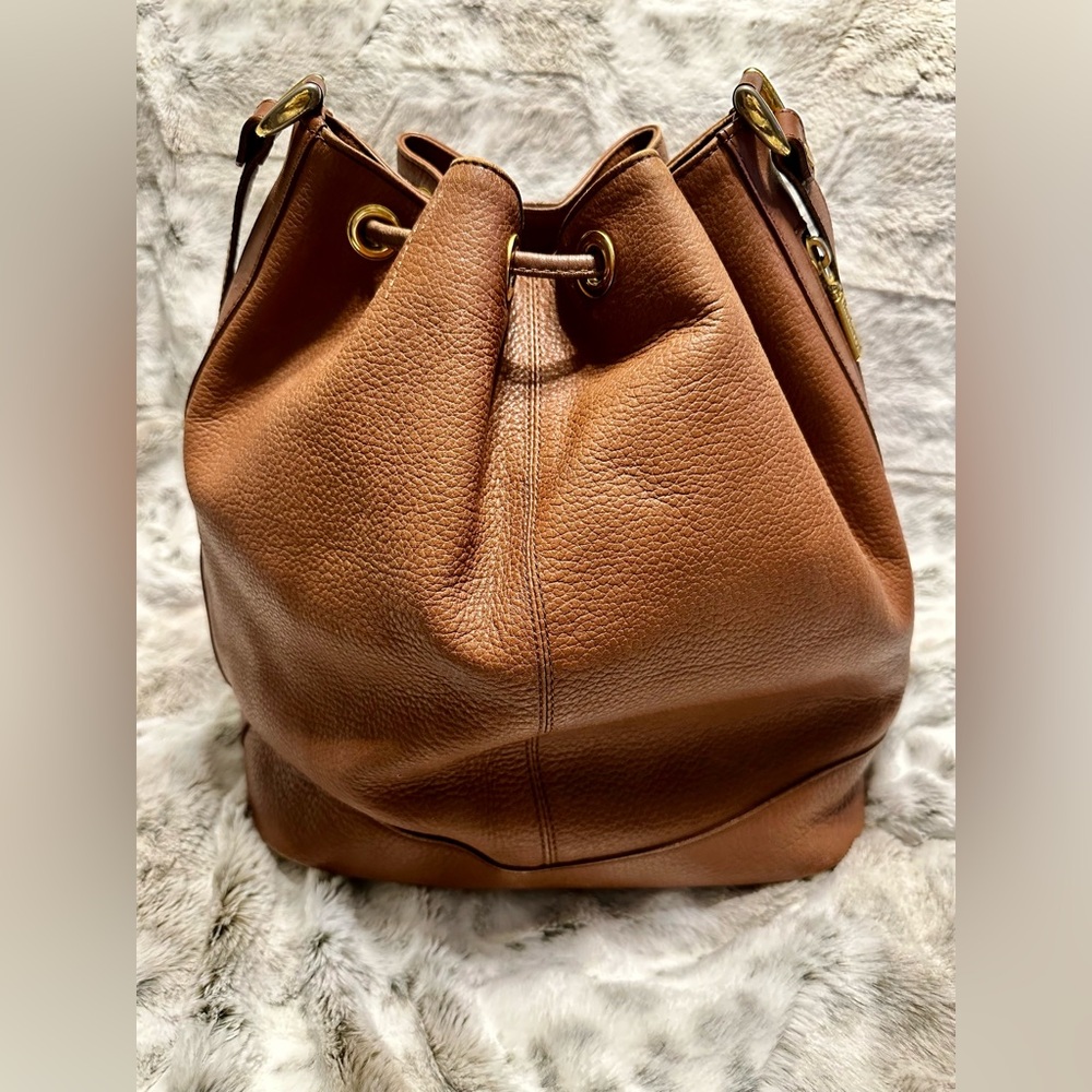 Burberry Tan Leather Drawstring Shoulder Bag - Picture 9 of 9